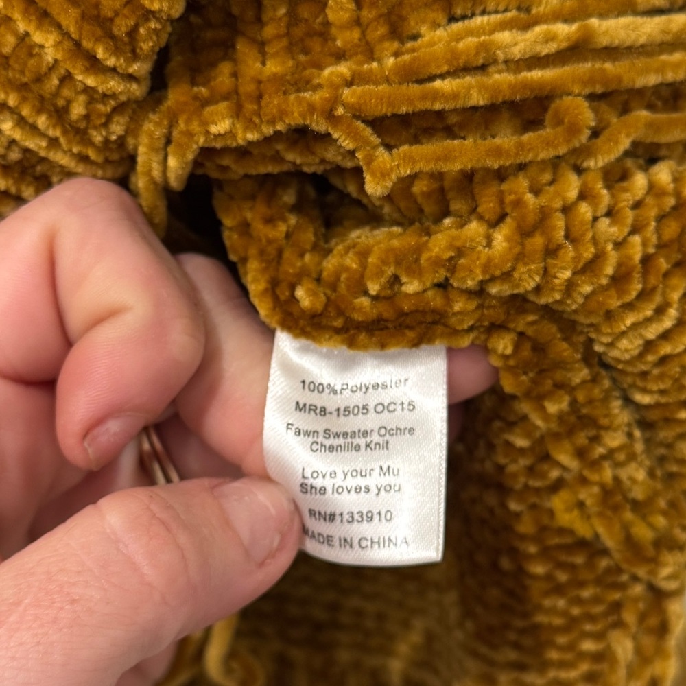 EUC Show Me Your MuMu Fringed Fawn Ochre Chenille Sweater - Picture 9 of 10